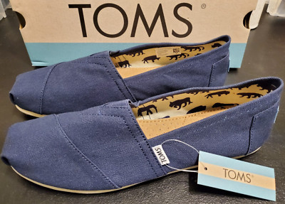 TOMS Women's Alpargata Navy Blue Canvas Flats Slip-On Size 9.5 NEW W/Tags & Box
