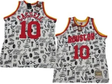 1993-94 Sam Cassell #10 Rockets Mens Mitchell & Ness Swingman Doodle Jersey $155