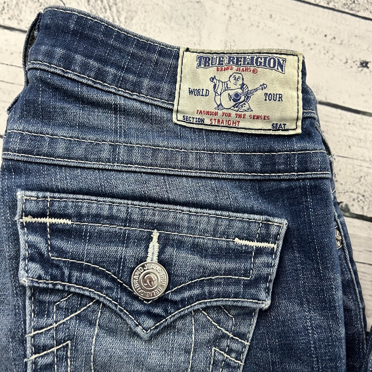 パンツ True Religion / Damaged Flare Denim True Religion Jimi Hendrix Patch Flared Jeans – Goldeneye