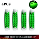 4x Green Side Marker Light Clearance 12 LED Chrome For Freightliner Kenworth 12V