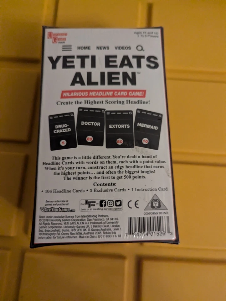Карточная игра Yeti Eats Alien Hilarious заголовок - университетские игры игра для взрослых вечеринок - Изображение 3 из 3