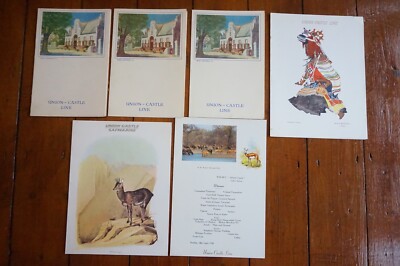 50er - 70er Jahre Union Castle Line Schiffsmenü x6