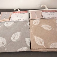Coppia tendine a vetro per finestra e portafinestra ricamo foglie in due colori