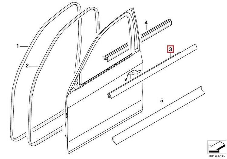 NEW GENUINE BMW 3 SERIES FRONT DOOR CHROME WEATHERSTRIP TRIM LEFT  