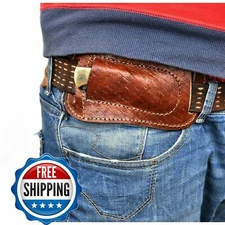 HANDMADE LEATHER ENGRAVED HORIZONTAL SHEATH FOR FOLDING POKET KNIFE BUCK 110