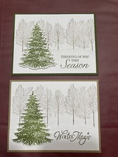 Stampin' Up: Winter Woods Holiday Card Kit of 4 w/ shimmering tree. READ descrip
