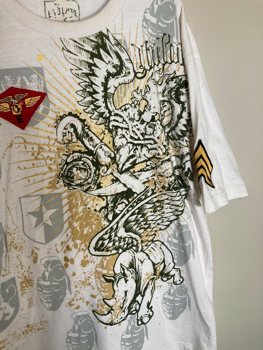 トップス ECKO UNLTD All Over Pattern Shirt Ecko Unlimited All Over Print T-shirt Men Adult XL White