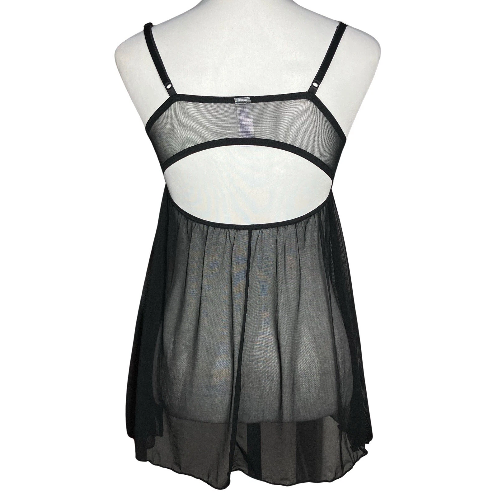 UNDERCOVER Vestito slip push up babydoll nero trasparente Y2K. Piccolo. Coquette capriccioso