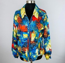 Toni Morgan Women's  L Collared Colorful Animal Print Abstract Floral Jacket