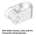 Lego 2x 6536 White Technic, Axle and Pin Connector Perpendicular Set 7259