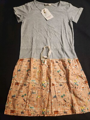 Nwt Nice Things Mini Girls 10 Dress Grey Pink Map Design Designer New