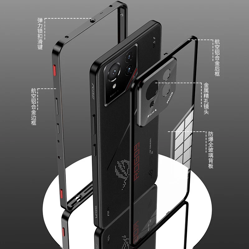 Для Asus ROG Phone 9 Pro, гибридный металлический бампер заднее стекло магнитный чехол - Изображение 4 из 4