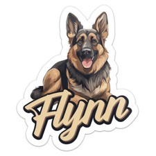 German Shepherd Dog Flynn Name Vinyl Decal Waterproof Car Bumper Sticker
