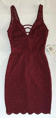 B. Darlin Dress Sheath 0 Bodycon Mini Stretch Sleeveless Lace Club Party Red