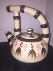 Cute Stoneware Hand Painted Glazed Bamboo Design 2 Cup Teapot