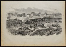 1872c - Interno Di La Batteria Avron - Comune di Parigi - Incisione Antica