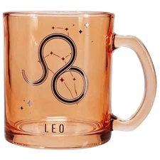 Leo Zodiac Glass Mug Modern Expressions Zodiac Glass Cup Orange