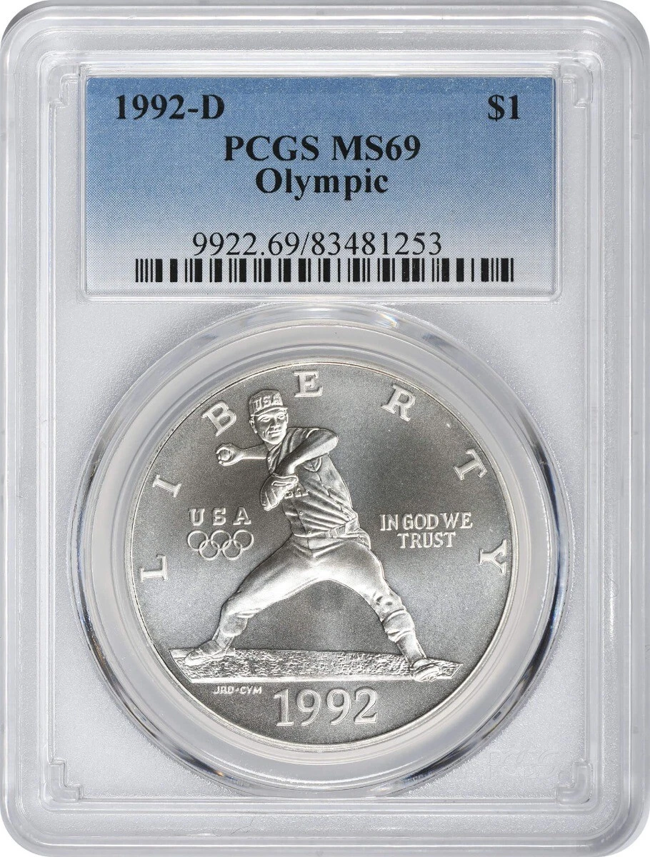 1992-D Olympic Silver Commemorative Dollar MS69 PCGS Mint State 69