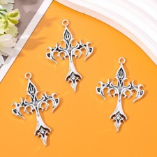 BLUK 50Pcs Cross Charms DIY Jewelry Making Pendants Antique Silver