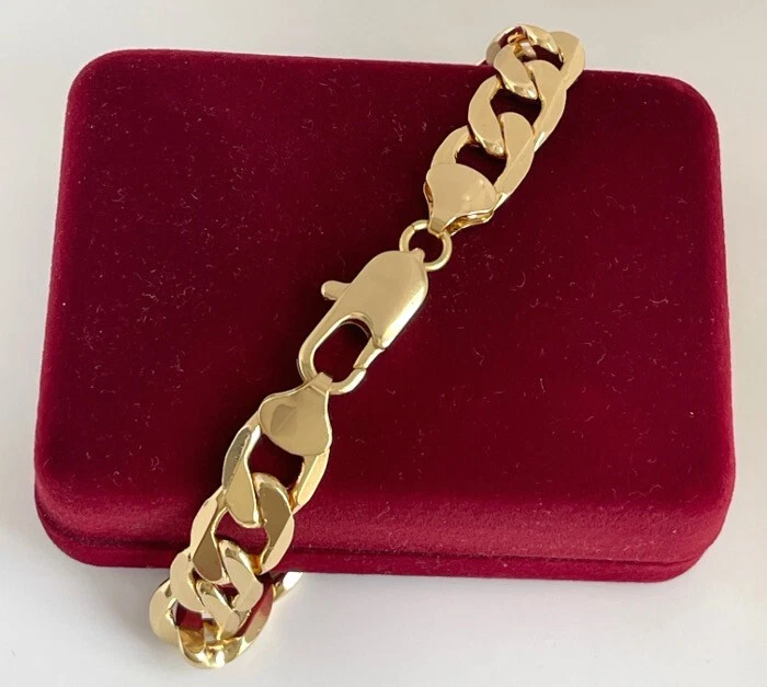 Deluxe Herren Armband 12mm Panzerarmband 585er Gold 14K vergoldet Massiv 25cm - Bild 3 von 4