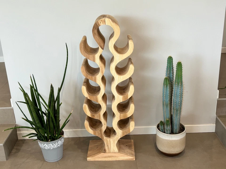 Portabottiglie da Appoggio in Legno Naturale – Stile Rustico, Artigianale, 6-22 - Immagine 3 di 4