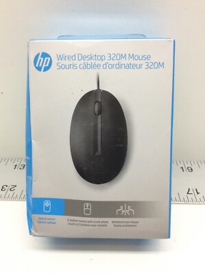 HP Wired Desktop 320M Mouse Optical Cable USB 1000 dpi Scroll Wheel Symmetrical