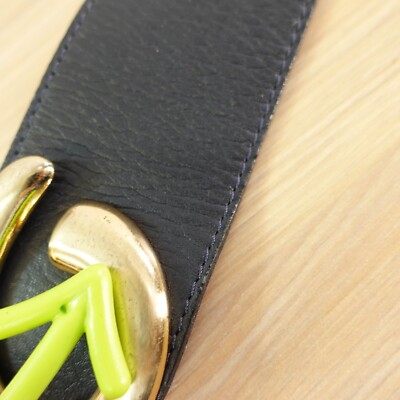 Gold Buckle Waist Belt Women MEDIUM 32 Preppy Navy Dress  display picture 1