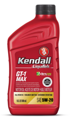 Kendall 5W-20 GT-1 Max Motor Full Synthetic Oil with Liquitek 1