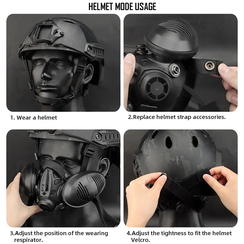 IDOGEAR Tactical Bilateral Respirator Half Face Mask Facepiece Hunting Mask Gear - Image 4 of 4