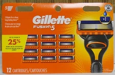 Gillette Fusion 5 With Lube Strip Refill Cartridges 12 Count (Factory Sealed)