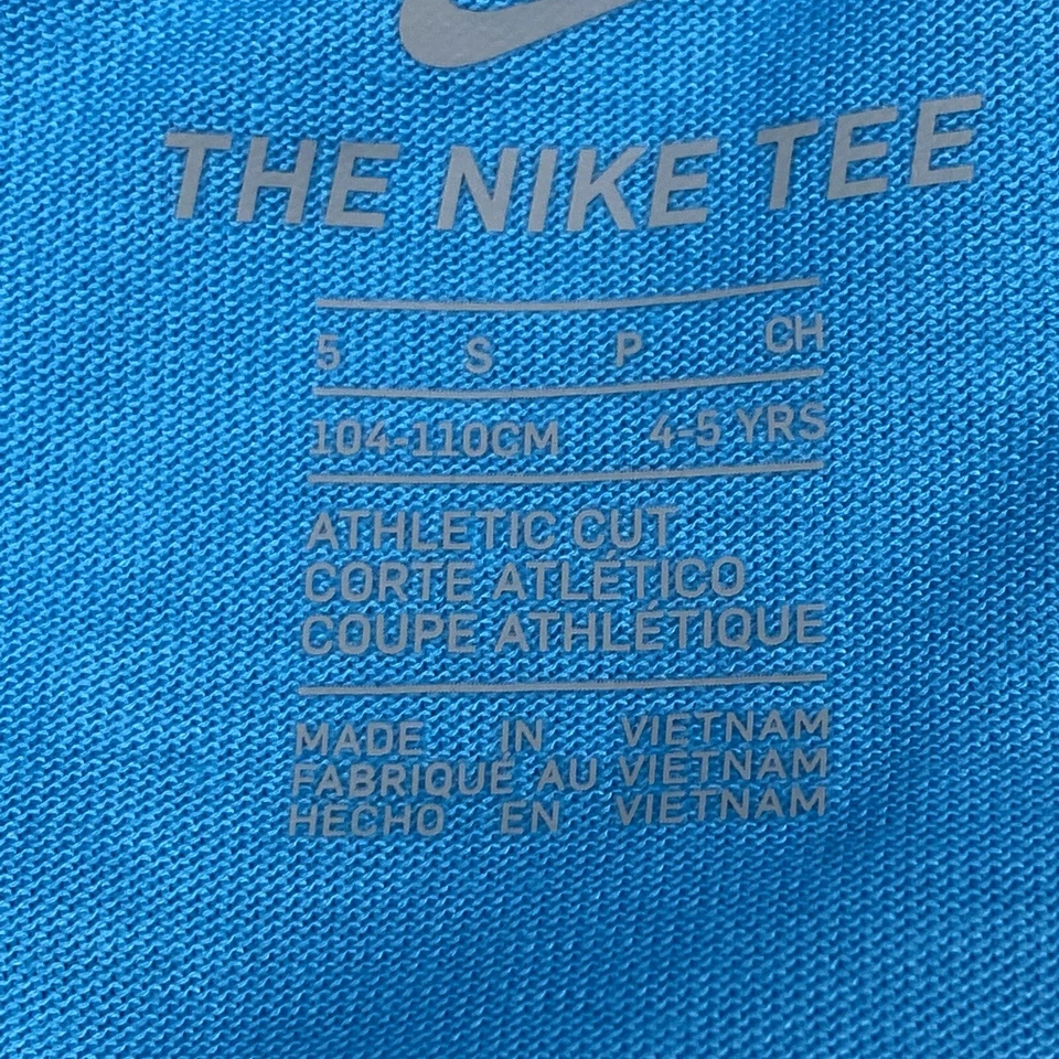 NIKE JUST DO IT Girls Size 5 Athletic Cut T-Shirt Tee Blue Fury Pink Yellow - Image 3 of 4