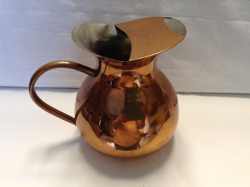 Vintage Metal Pitcher w/ Ice Guard & Copper Color Finish