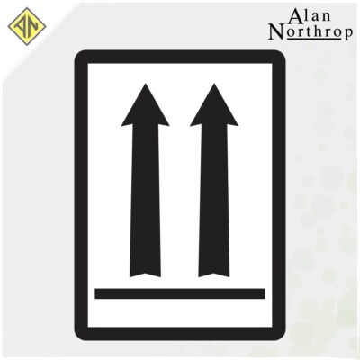 Etiketten ''This Way up''. 1 Rolle 250 glänzende PP Etiketten. 80 x 110 mm