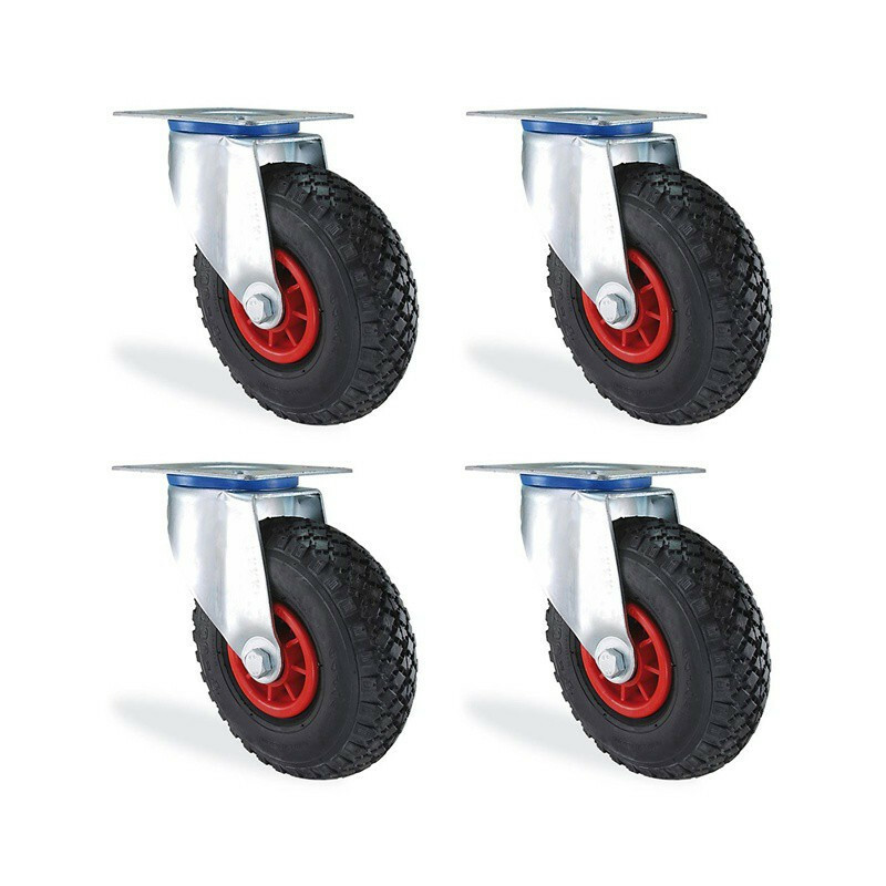 Roulettes pivotantes gonflables 200mm pour chariot à charge lourde 300kg