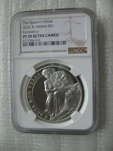 St.Helena 1 Pound 2022 Silver Proof Coin The Queen's Virtues-Constancy NGC PF70