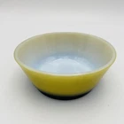 Vintage Anchor Hocking Fire King Cereal Bowl Olive Green with Black Base