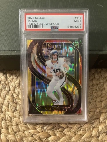 2024 Panini Select - Bo Nix #117 Red & Yellow Shock (RC) PSA 9 MINT ROOKIE