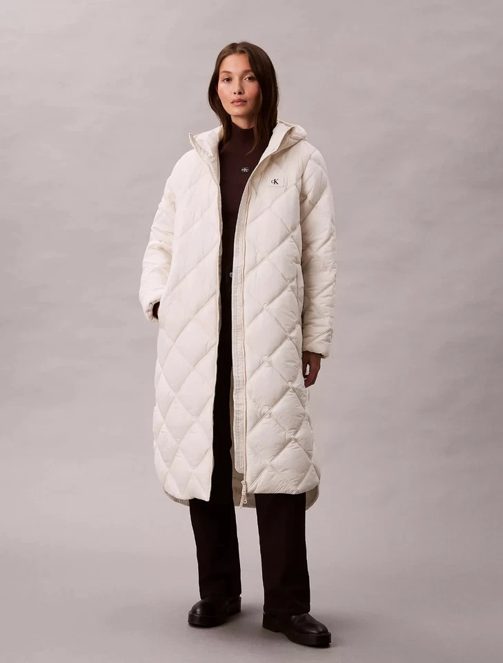 NWT Calvin Klein Overcoats Hooded Puffer Jacket Coat Long Sz. L - Image 4 of 4