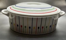 GEORGES BRIARD * PALETTE * OVAL COVERED CASSEROLE * TULIPS * PRIMARY COLORS * 