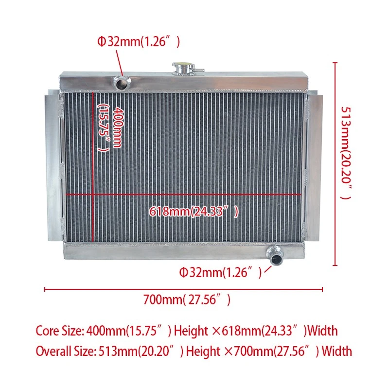 Radiador manual de aluminio para Nissan 1975-1978 Datsun 280Z / 1978-1983 280ZX 2,8 L Foto 2 de 4