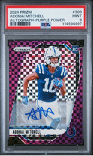 Adonai Mitchell 2024 Panini Prizm Purple Power Rookie Auto /49 PSA 9 Colts #303