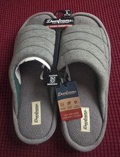 Dearfoams Cozy Comfort Men's Gray Slippers Gel Memory Foam Washable 11-12