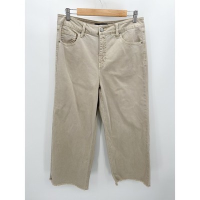 Stitch Star Jeans Women 10 Khaki Tan Denim Wide Leg Cotton Blend Five Pocket