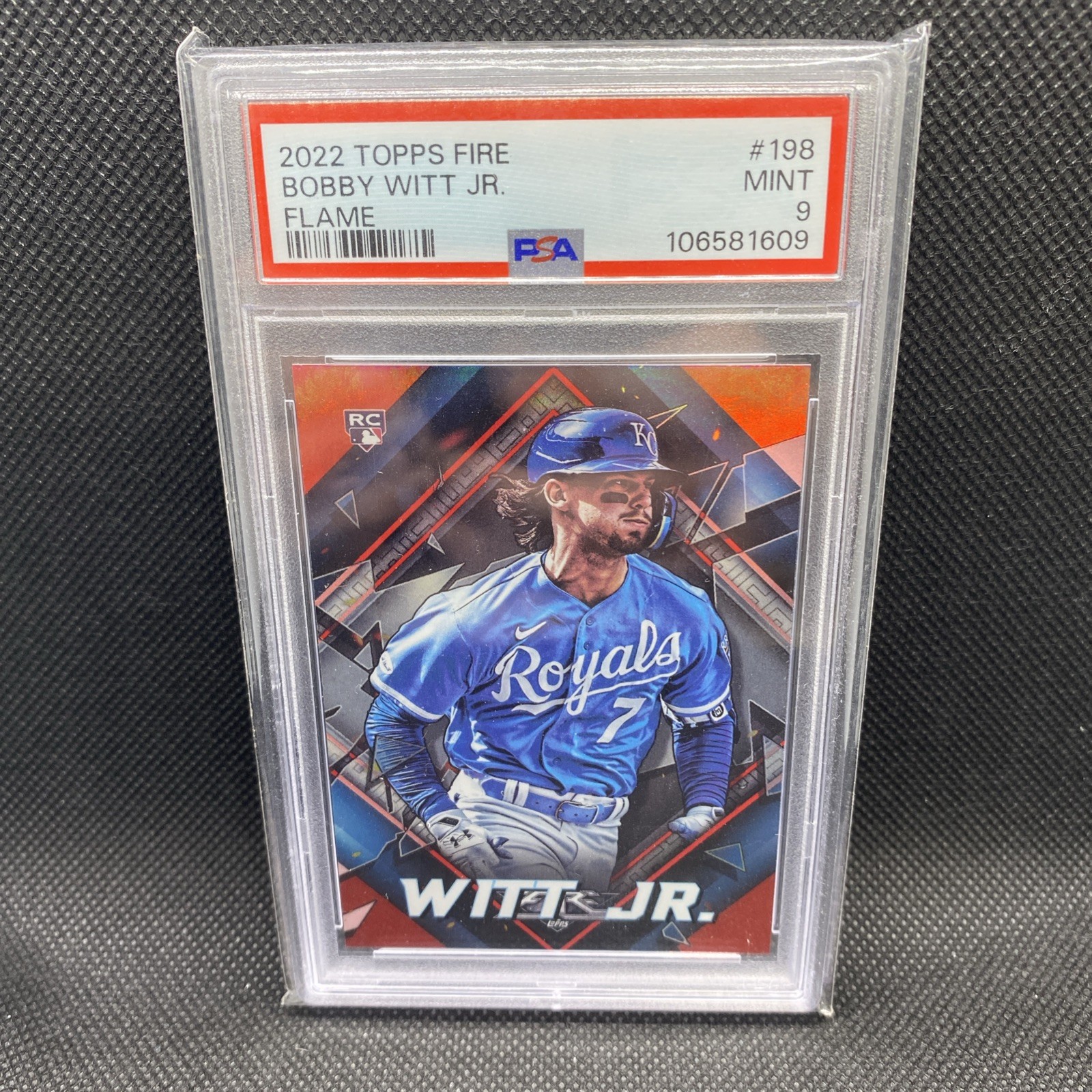2022 Topps Fire Flame #198 Bobby Witt Jr Royals RC Rookie PSA 9 MINT