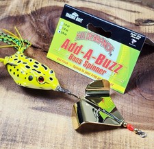 Hildebrandt Plated Add-A-Buzz Bass Spinner w/Frog Realistic Movement Top Water