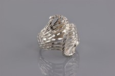 Sterling Silver 19mm Swirled Diamond Cut Wavy Dimensional Band Ring 925 Sz: 5