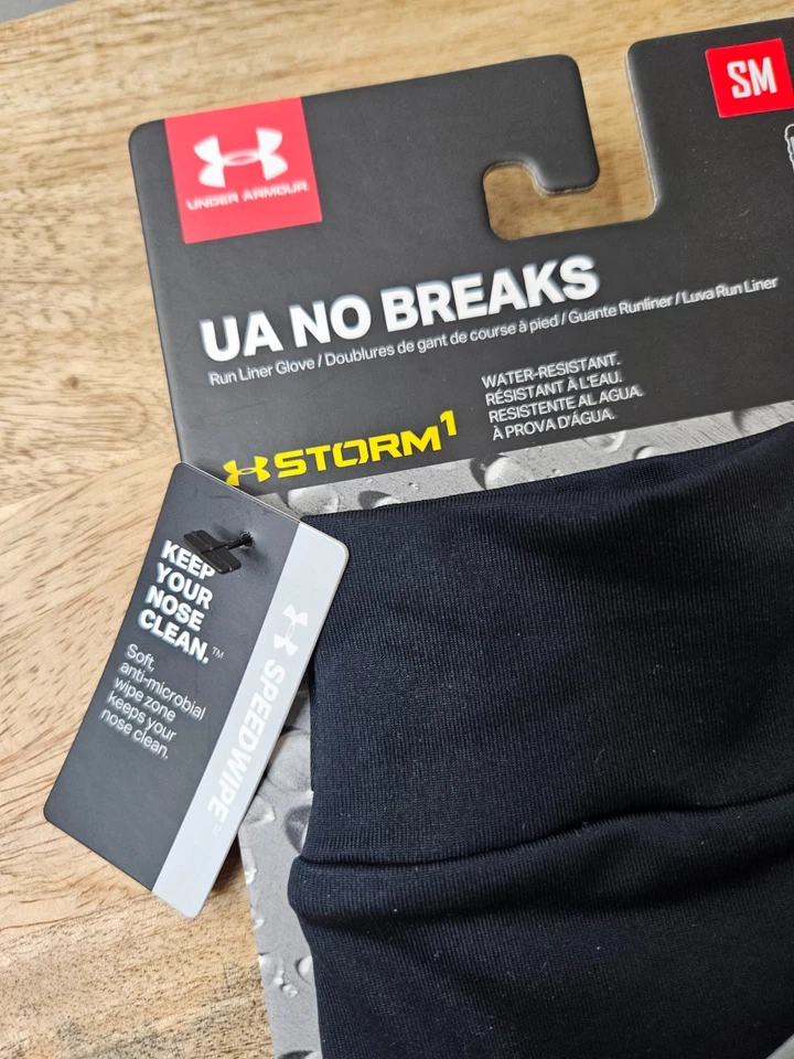 Luvas de corrida Under Armour Speedwipe tela sensível ao toque — Novas com etiquetas — Masculinas SM Preto - Imagem 2 de 4