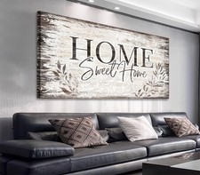 Home Sweet Home Wall Art Sign Large Dark Brown Farmhouse Wall Sign for Living...