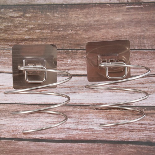  2 Pcs Bathroom Hair Dryer Rack Wall Mount Bracket Stand with Clamp Holder - Zdjęcie 4 z 12