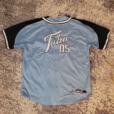 Vintage Youth XL 20 Light Blue FUBU 05 Champions League Baseball Jersey